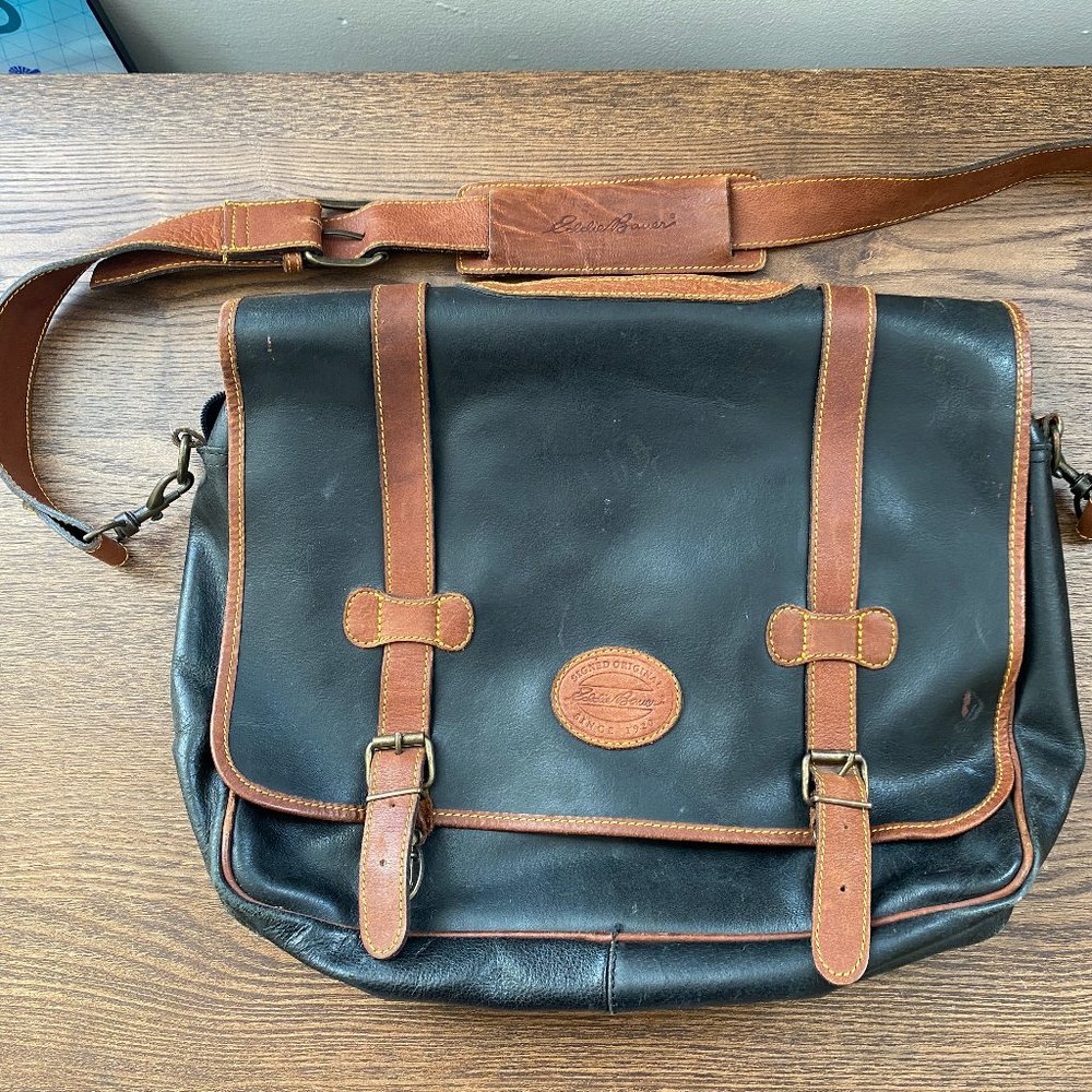 Vintage Eddie Bauer Leather Briefcase - Picture 1 of 7